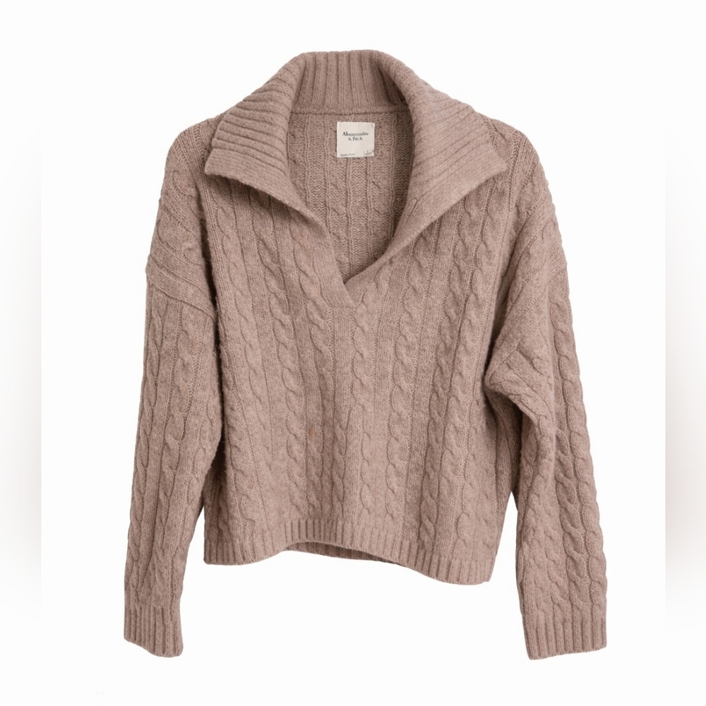 🤎 Abercrombie & Fitch Cable Knit Collared Sweater | Size L
